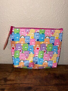 Care Bears Cosmetic Bag Rainbow Bear Print Makeup Pouch Zipper Case